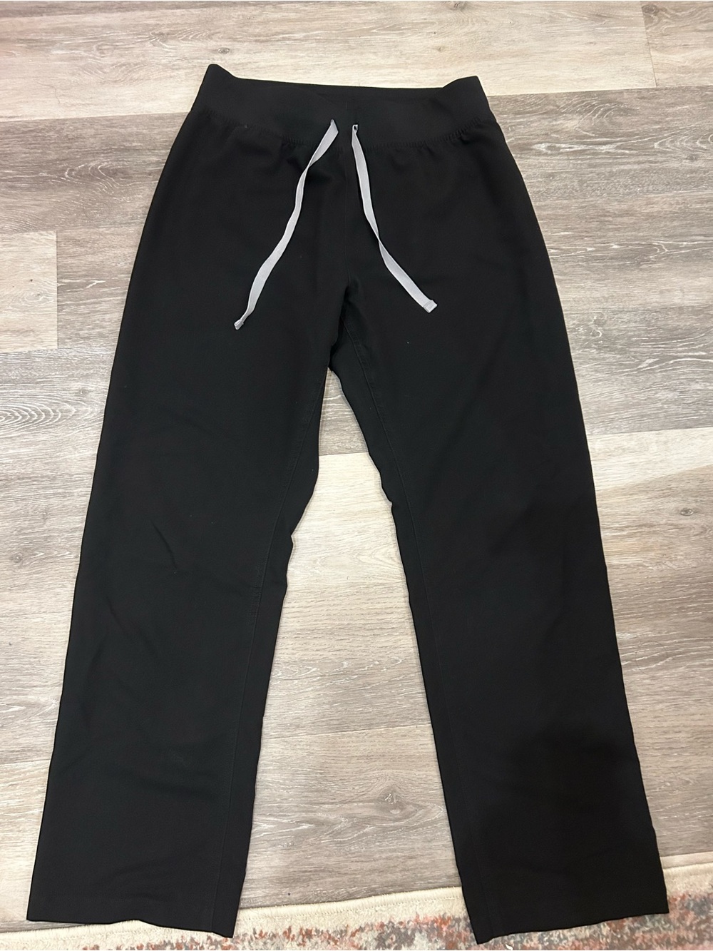Figs Black Straight-Leg Scrub Pants with Gray Drawstrings